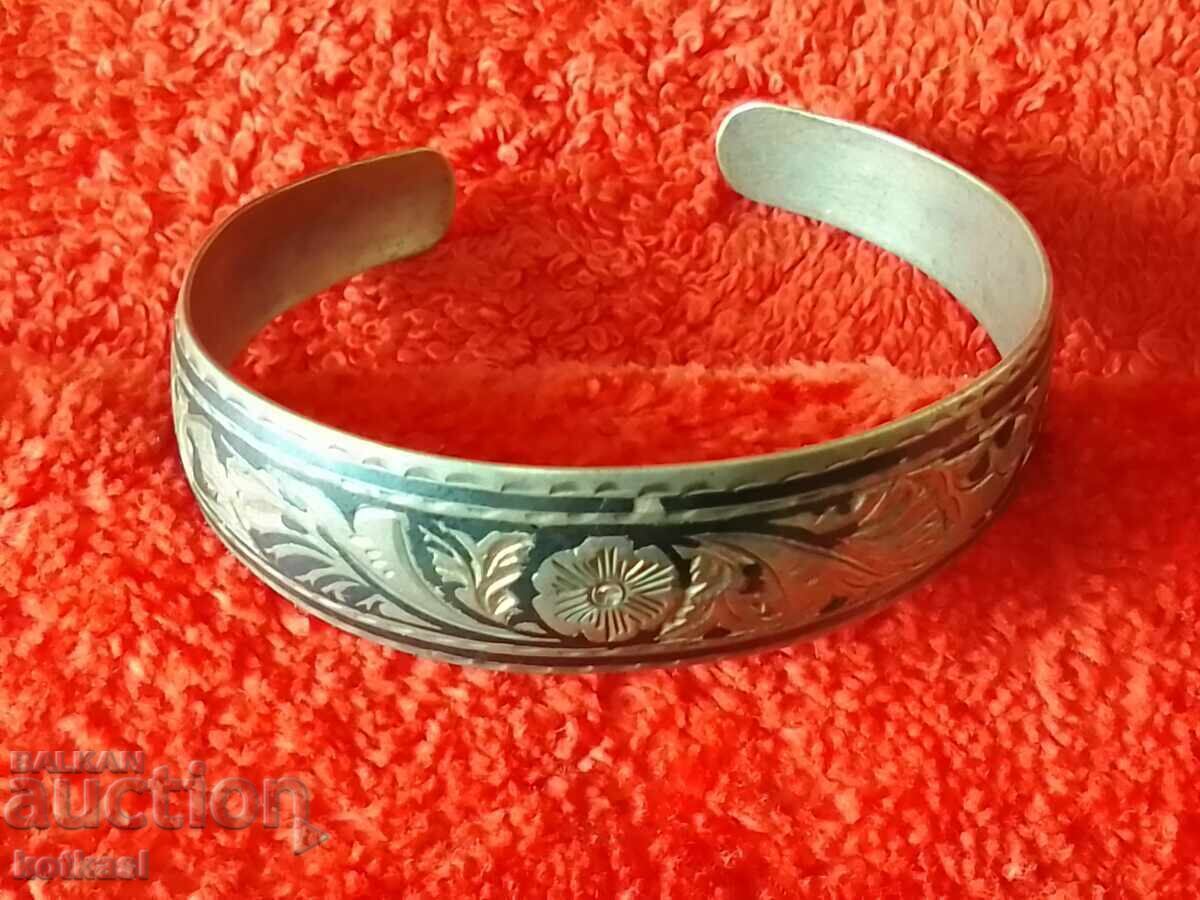 Brățară veche din argint niello, proba 875, marcată URSS - 7