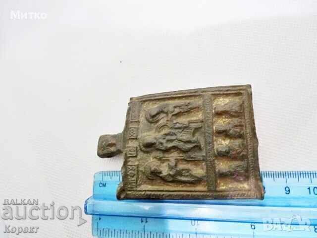 ICOANĂ ORTODOXĂ ANTICĂ DIN BRONZ, DIN SECOLUL AL XIX-LEA, CU IISUS HRISTOS - 5