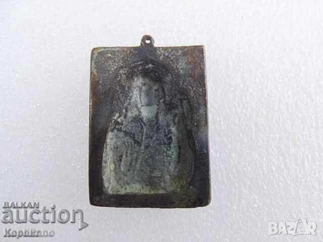 Mica icoană veche de bronz a lui Iisus Hristos - Pantocrator - 5