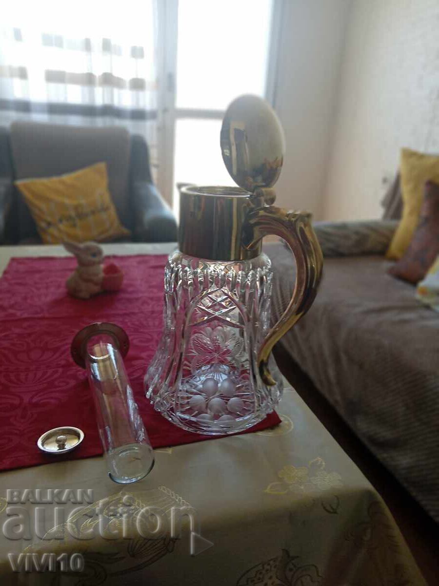 Доставка на Старинна кана,кристал, бронз