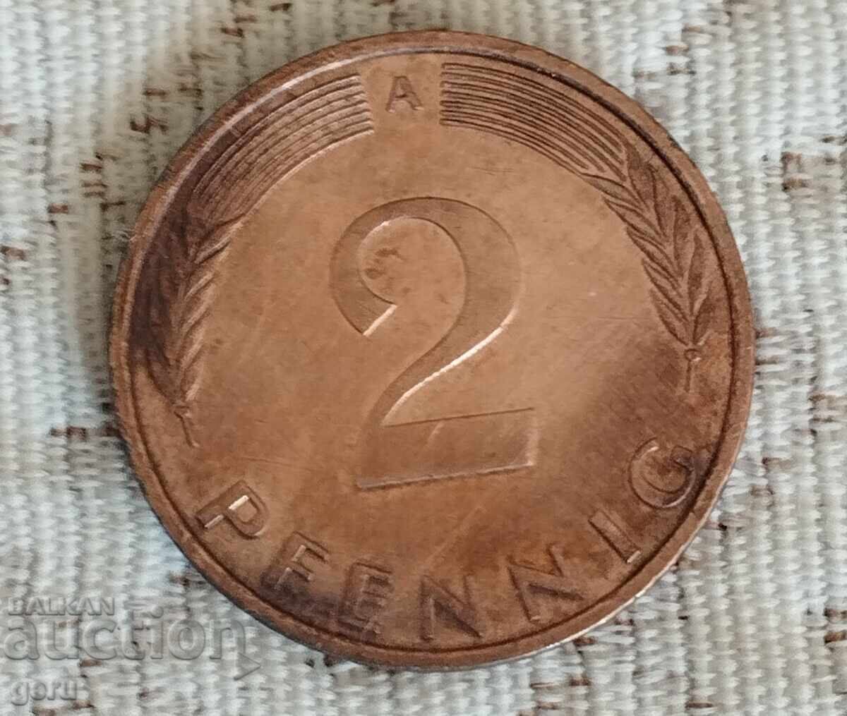 2 пфенига  Германия  1991                            jr4