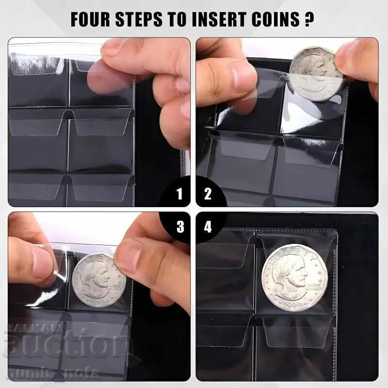 πρακτικό άλμπουμ πλήρες με 20 φύλλα νομισμάτων Οικολογικό δέρμα με φερμουάρ με τιμή 59.00 BGN | € 30.17