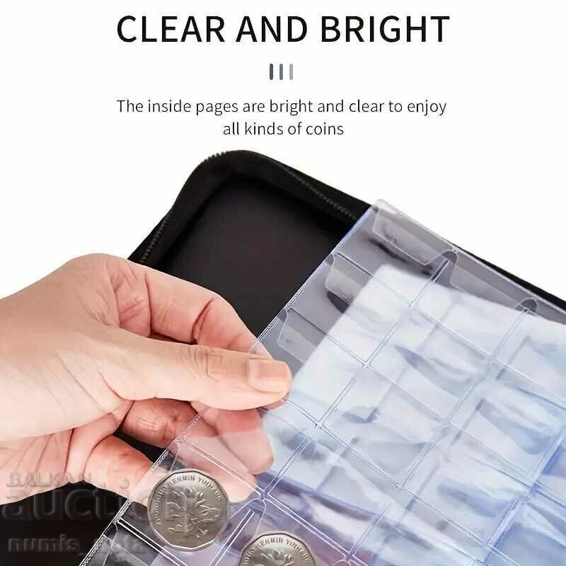 Παράδοση πρακτικό άλμπουμ πλήρες με 20 φύλλα νομισμάτων Οικολογικό δέρμα με φερμουάρ