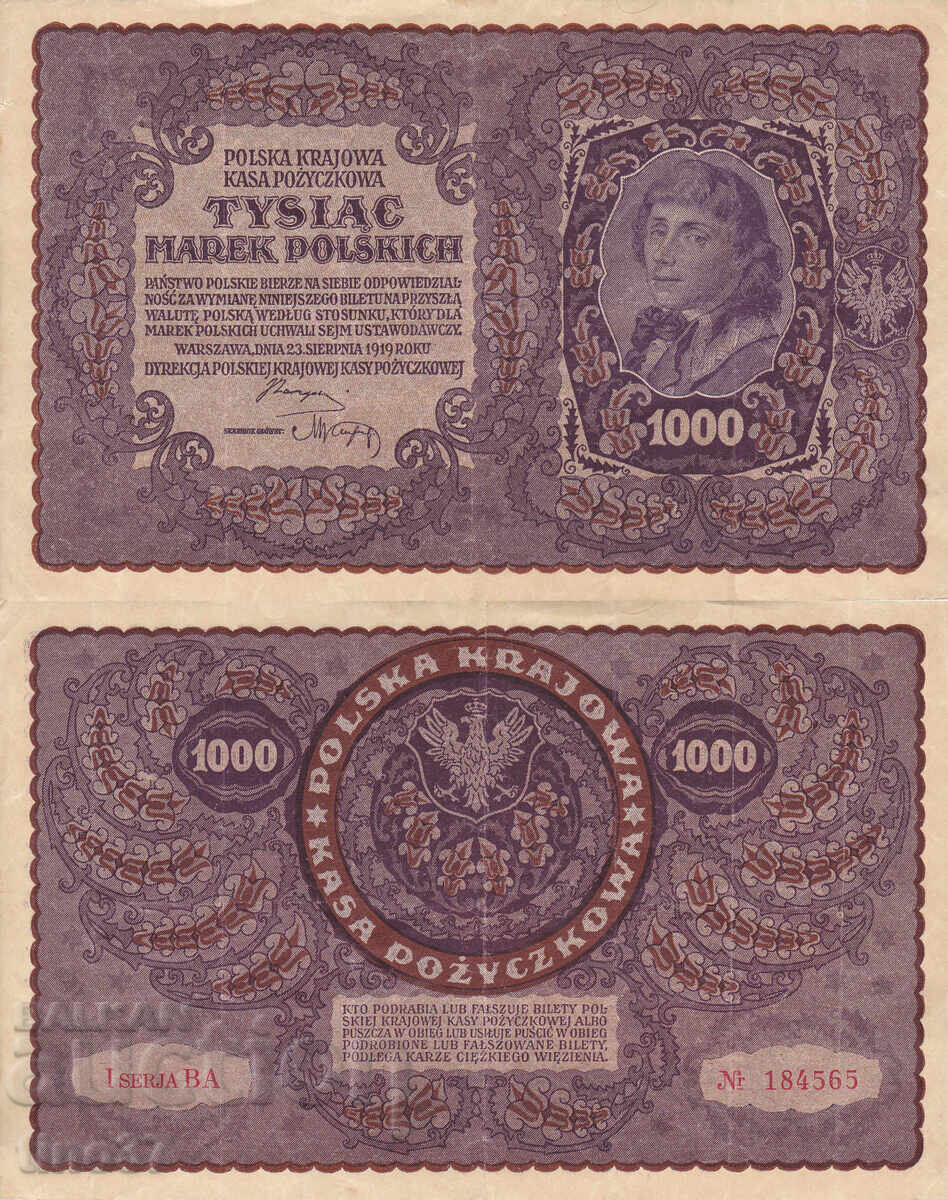 tino37- POLONIA - 1000 TIMBRIE - 1919 - VF