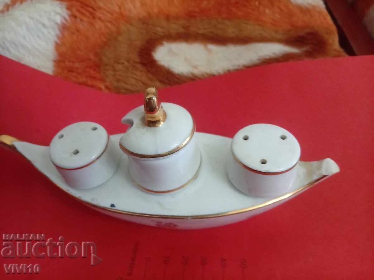Antique salt cellars, set of Monaco porcelain