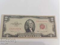 Doi dolari timbru roșu emisie 1953