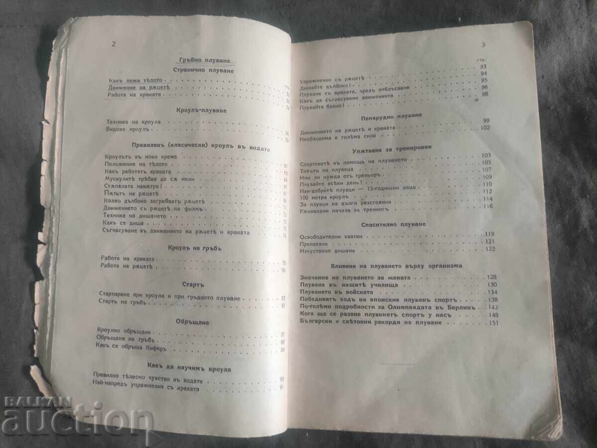 Плуване и плувен спорт " Е. Атанасов - 1937 с цена 35.00 лв. | € 17.90