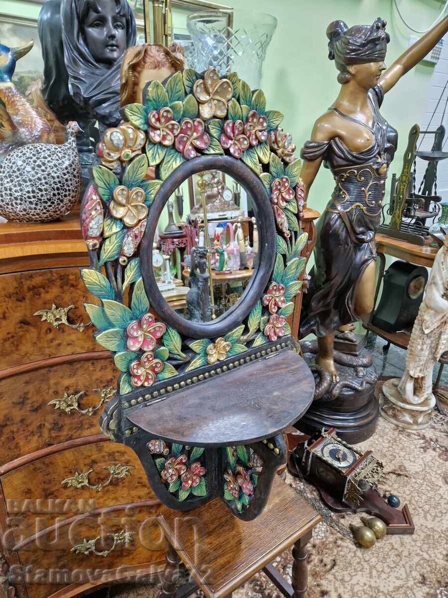 Oglindă antică englezească din lemn, unică Oglindă antică englezească din lemn, unică