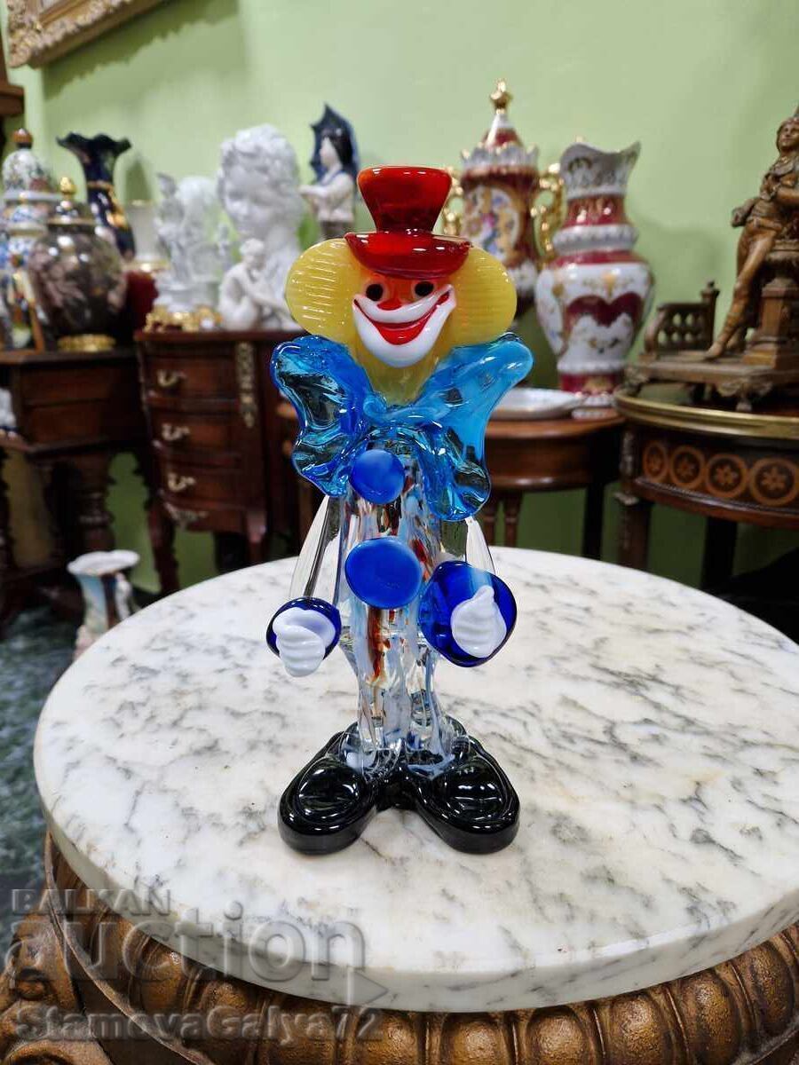 Figurină superbă italiană clovn Murano Figurină superbă italiană clovn Murano