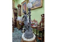 Уникална антикварна голяма френска бронзова лампа