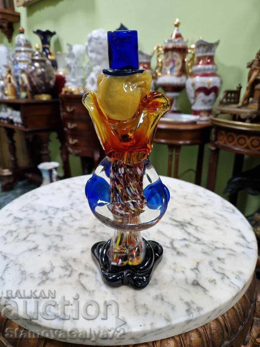 Minunată figurină din sticlă italiană, statuetă clovn Murano - 6