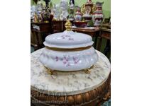 Bol de porțelan german antic cu capac Weimar