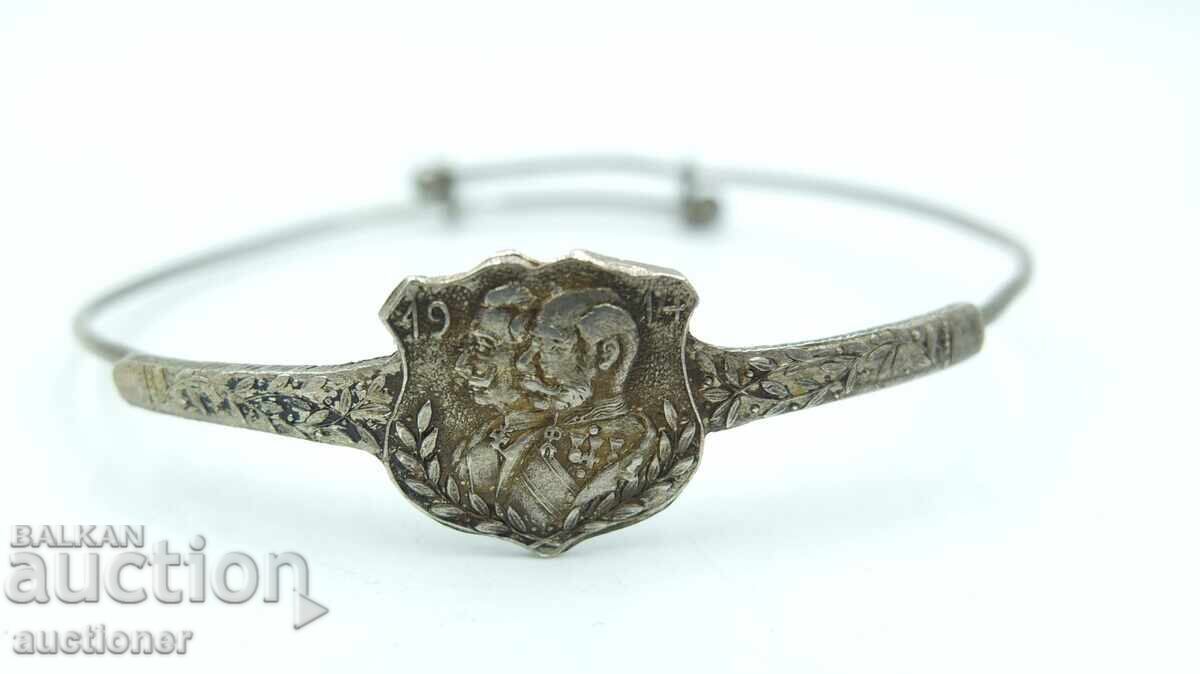 Brățară veche de argint frumoasă - Franz Joseph I și Wilhelm II