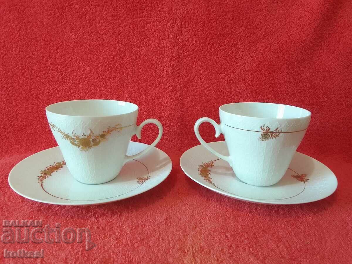 Auction  Two Porcelain Sets for Milk, Cup and Plate, Rosenthal, Handmade