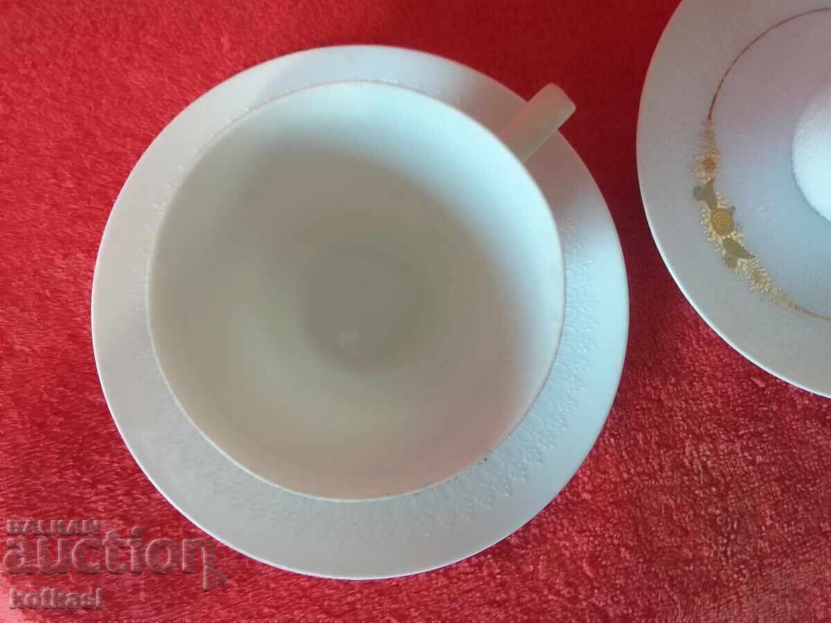 Two Porcelain Sets for Milk, Cup and Plate, Rosenthal, Handmade - 7