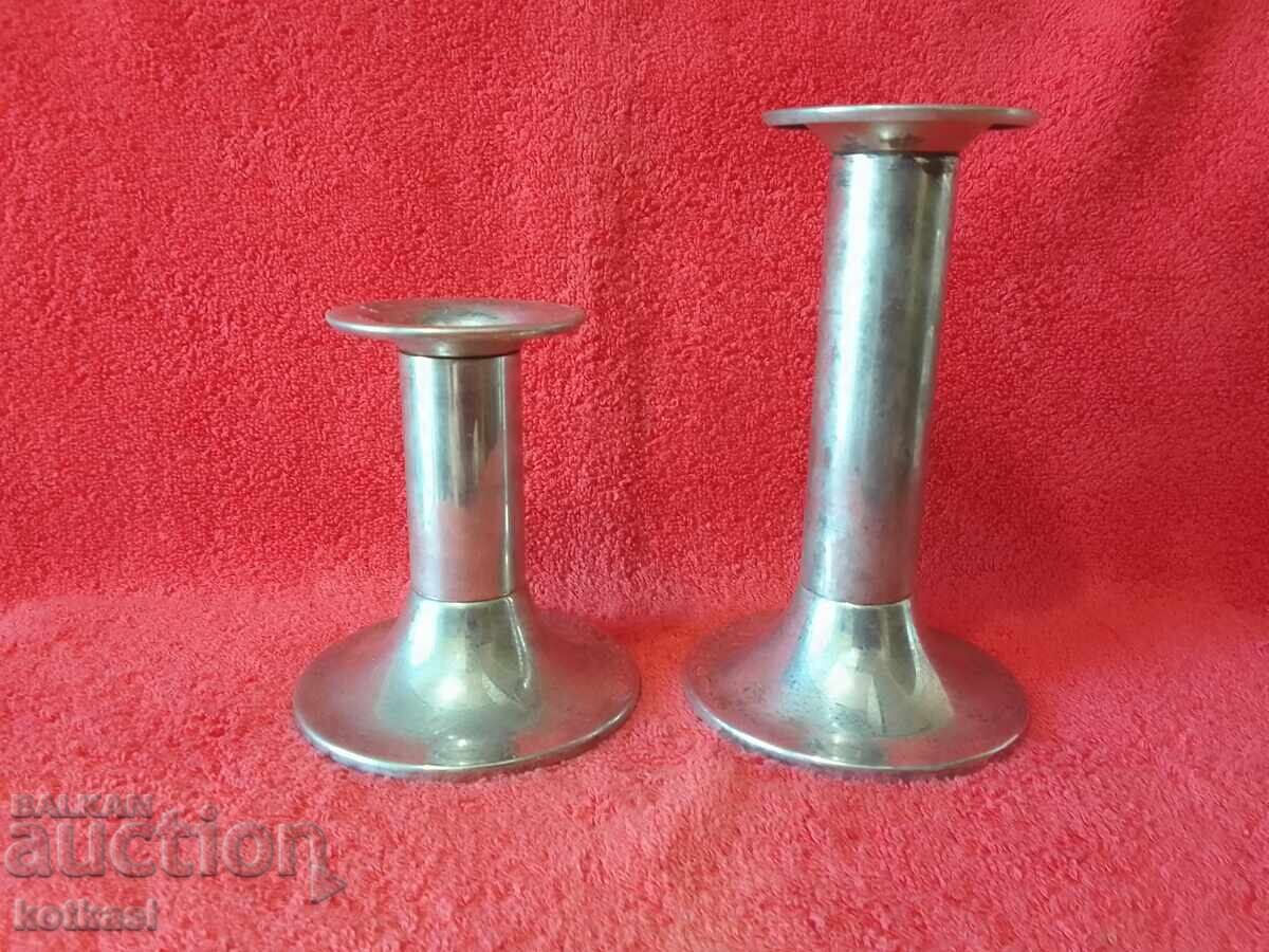Lot of two old metal candlesticks with price 21.00 BGN | € 10.74 Lot of two old metal candlesticks with price 21.00 BGN | € 10.74