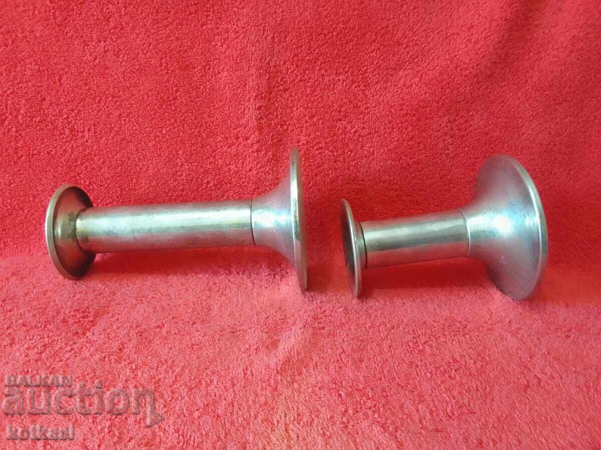 Lot of two old metal candlesticks - 5 Lot of two old metal candlesticks - 5