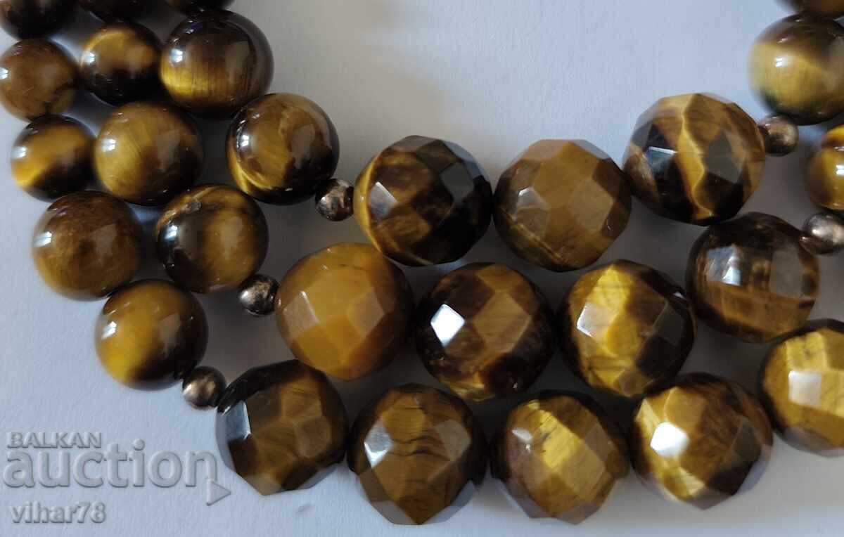 Necklace with tiger's eye and silver beads with price 259.99 BGN | € 132.93