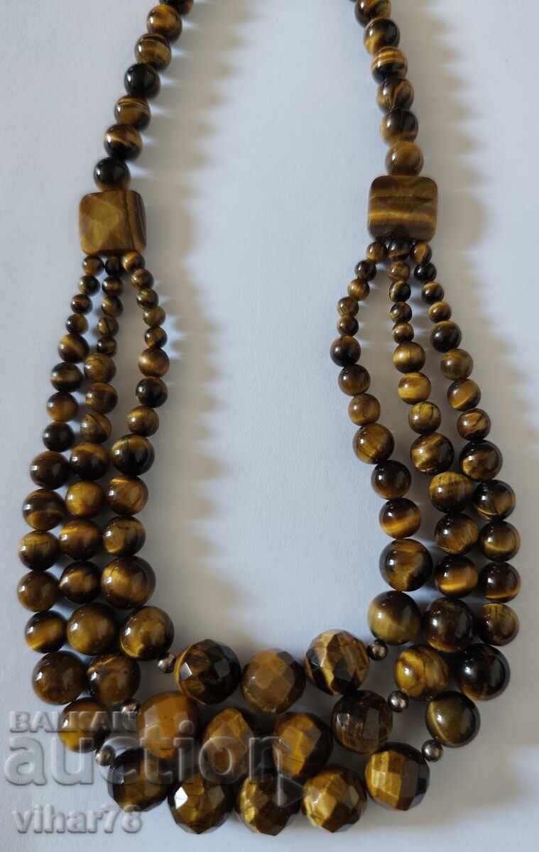 Necklace with tiger's eye and silver beads - 5