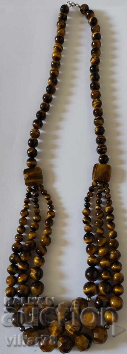Necklace with tiger's eye and silver beads