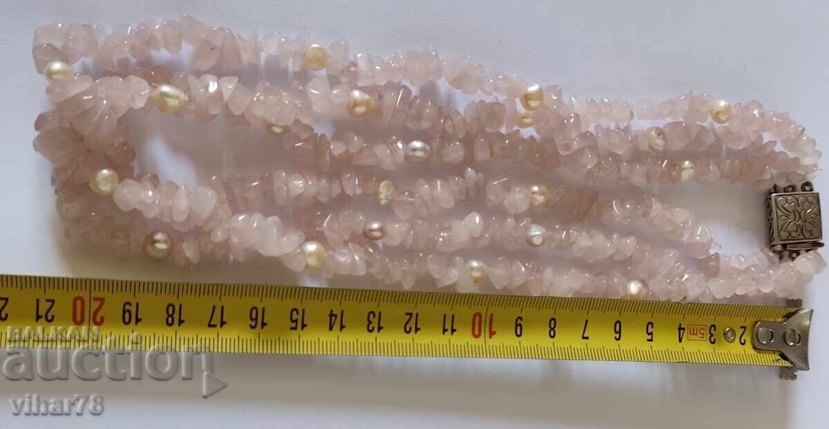 Livrarea Colier-guler cu cuarț roz și perle