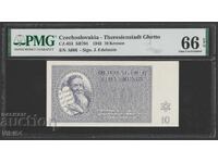 PMG 66 Ghetto Theresienstadt Banknote 10 Kronen 1943 Czechoslovakia