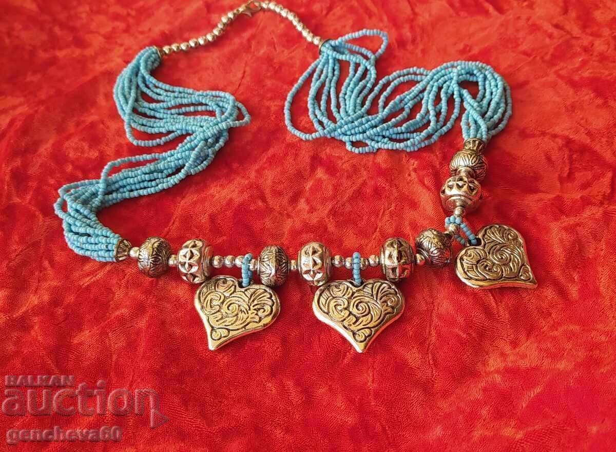 Frumos colier de artă cu mărgele turcoaz - 5