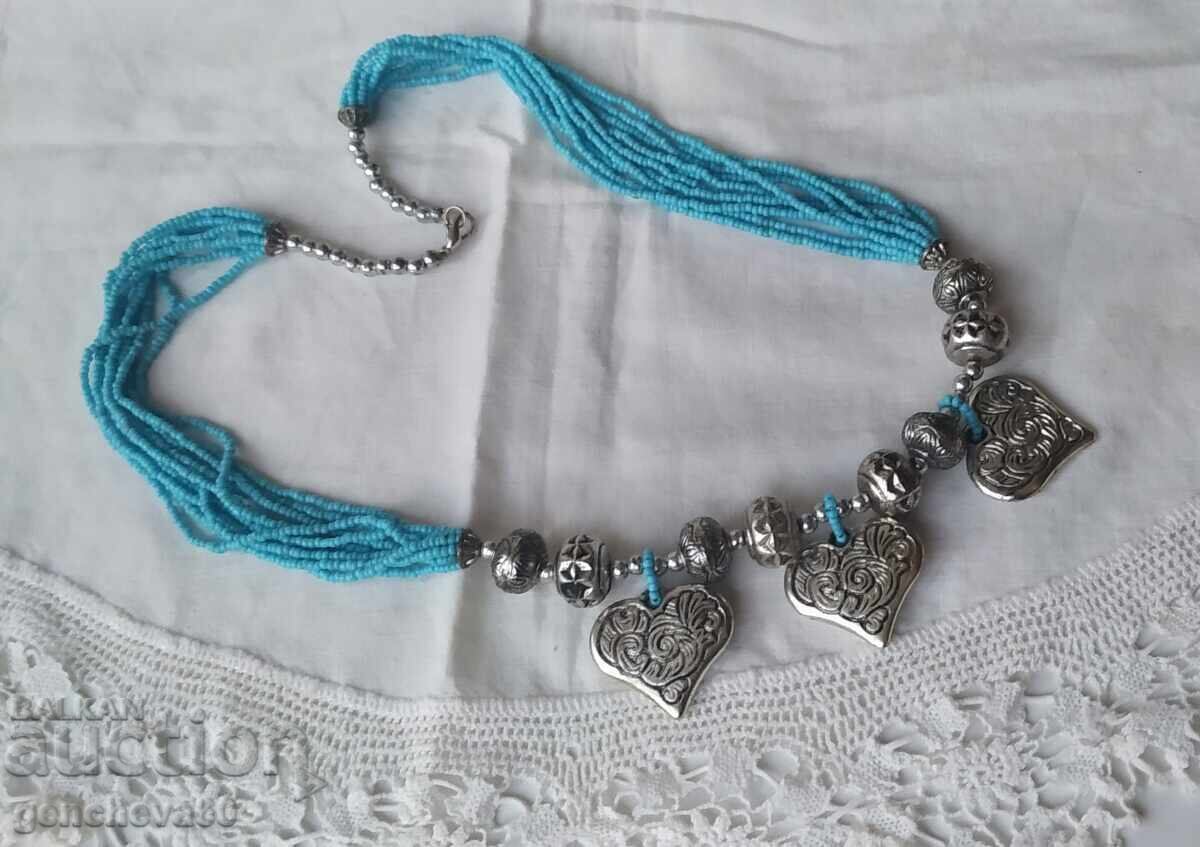 Frumos colier de artă cu mărgele turcoaz - 6