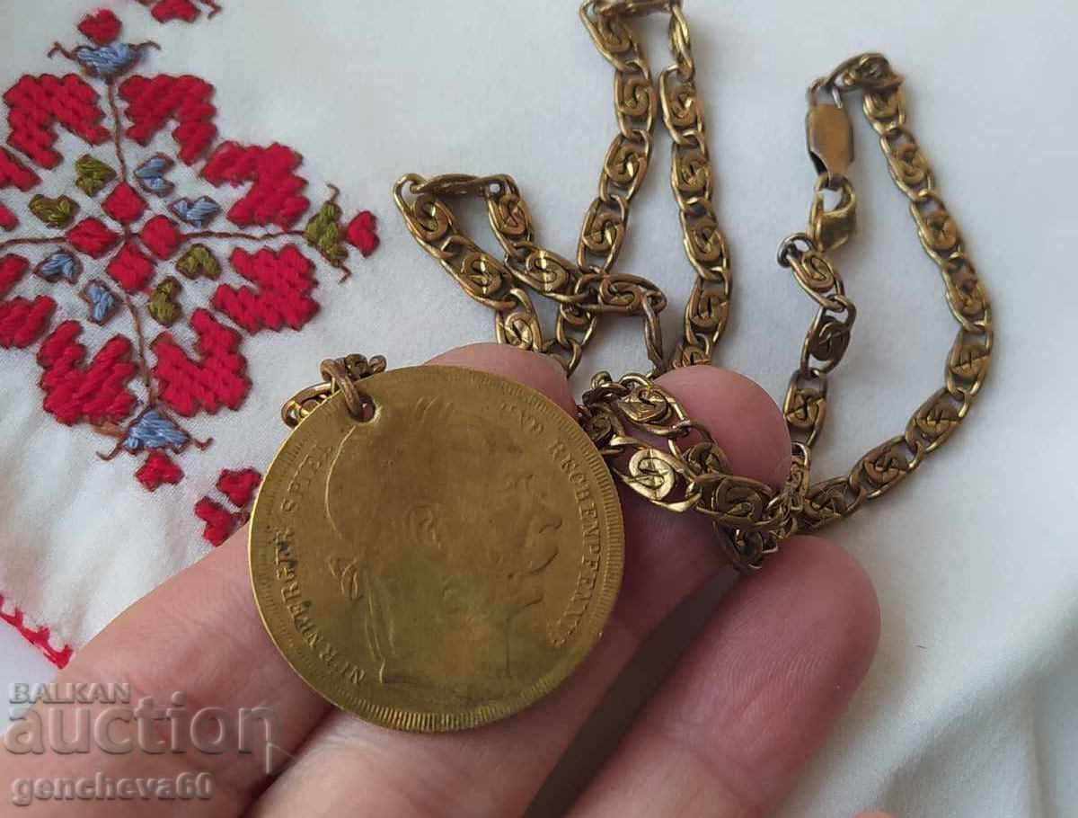 Auction  Antique necklace, chain with gold plating / 54cm