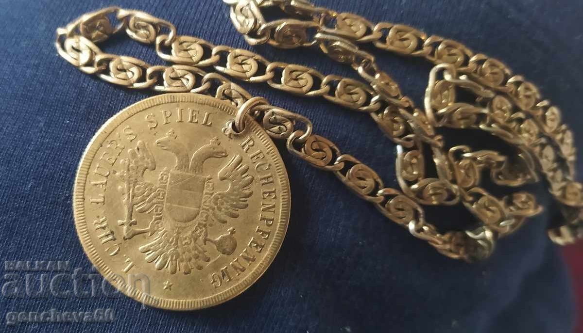 Delivery of Antique necklace, chain with gold plating / 54cm