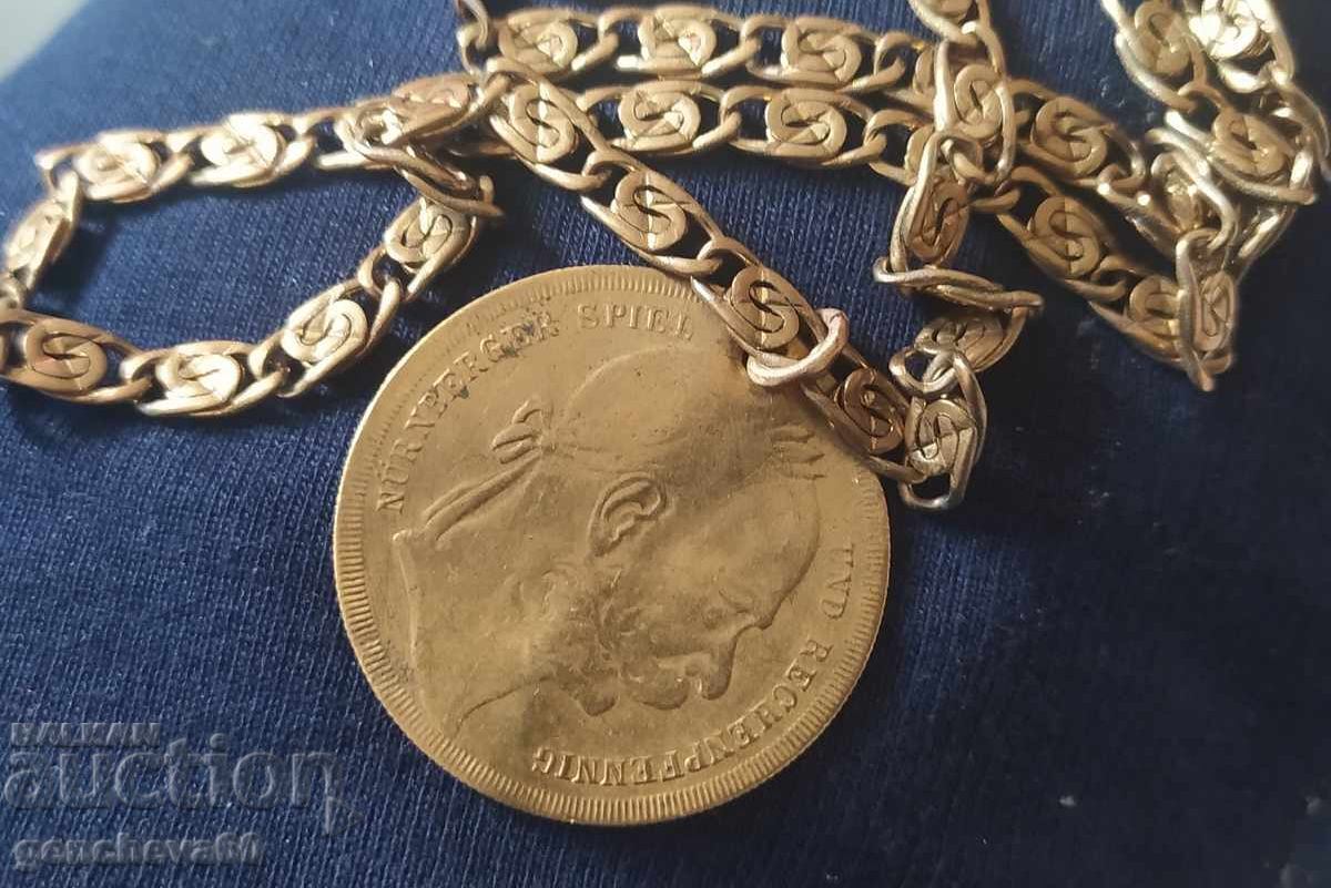 Antique necklace, chain with gold plating / 54cm - 5