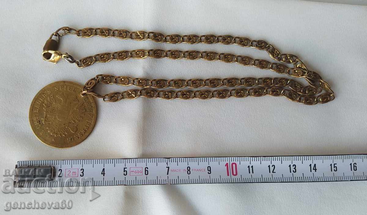 Старинно колие,синджир с позлата/54см. - 7