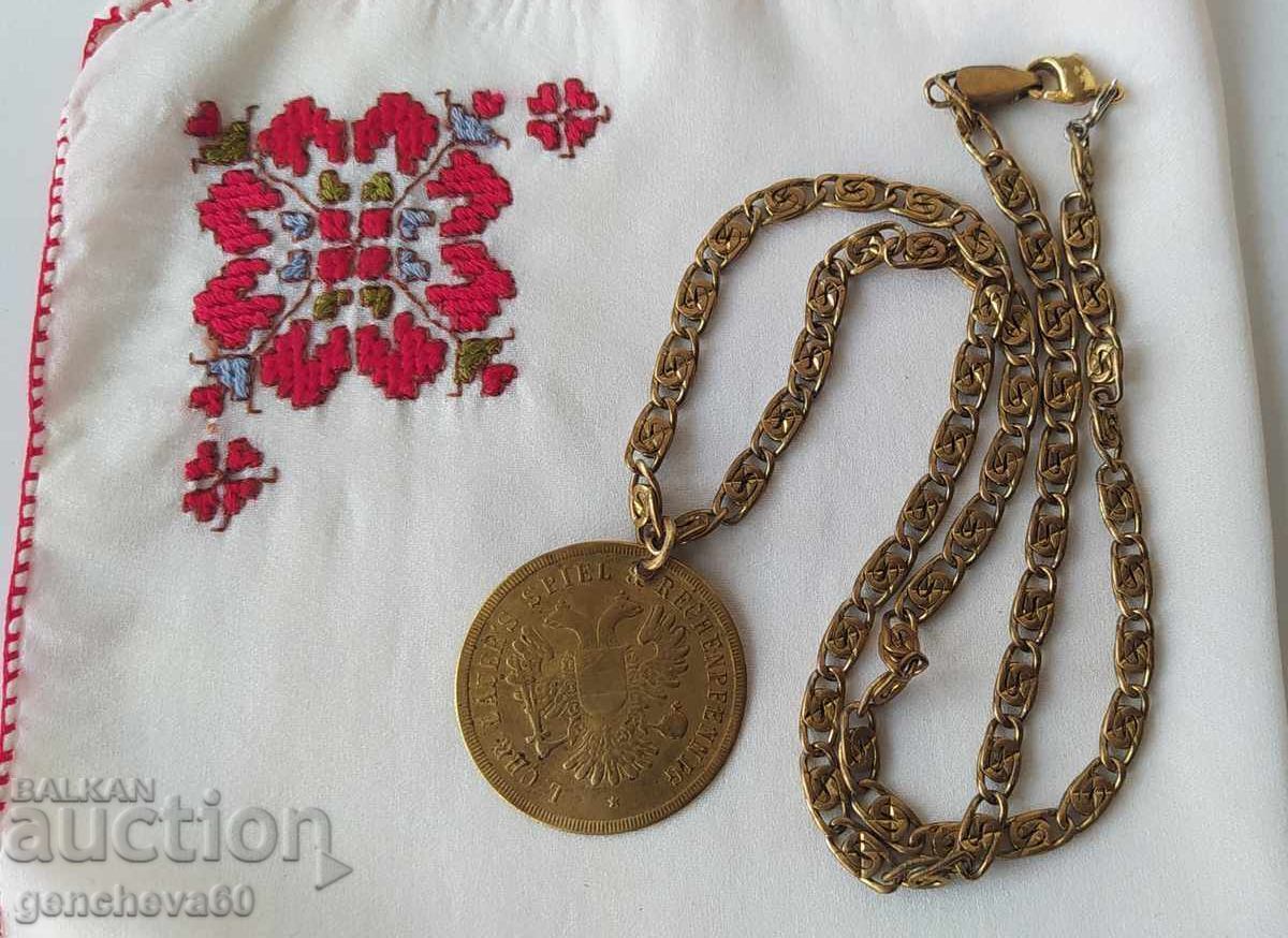 Antique necklace, chain with gold plating / 54cm