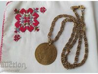 Αρχαίο κολιέ, αλυσίδα με επιχρύσωμα / 54εκ