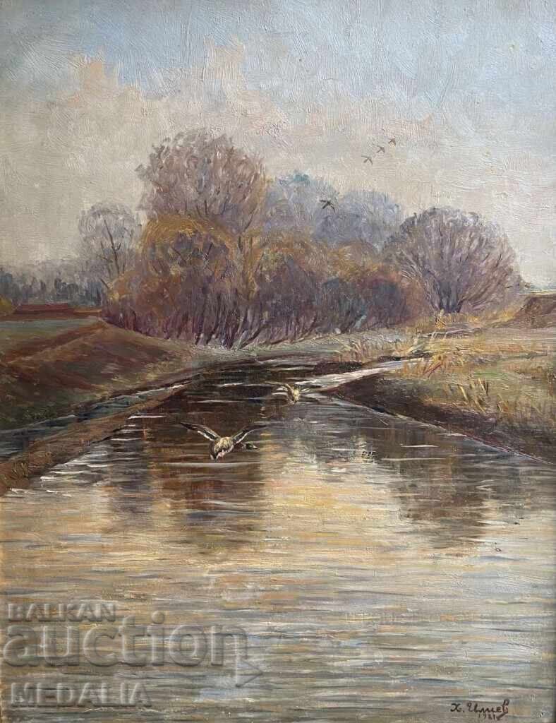 Χαράλαμπη Ιλίεφ - "Τοπίο" - ελαιογραφία - υπογεγραμμένο - 1921