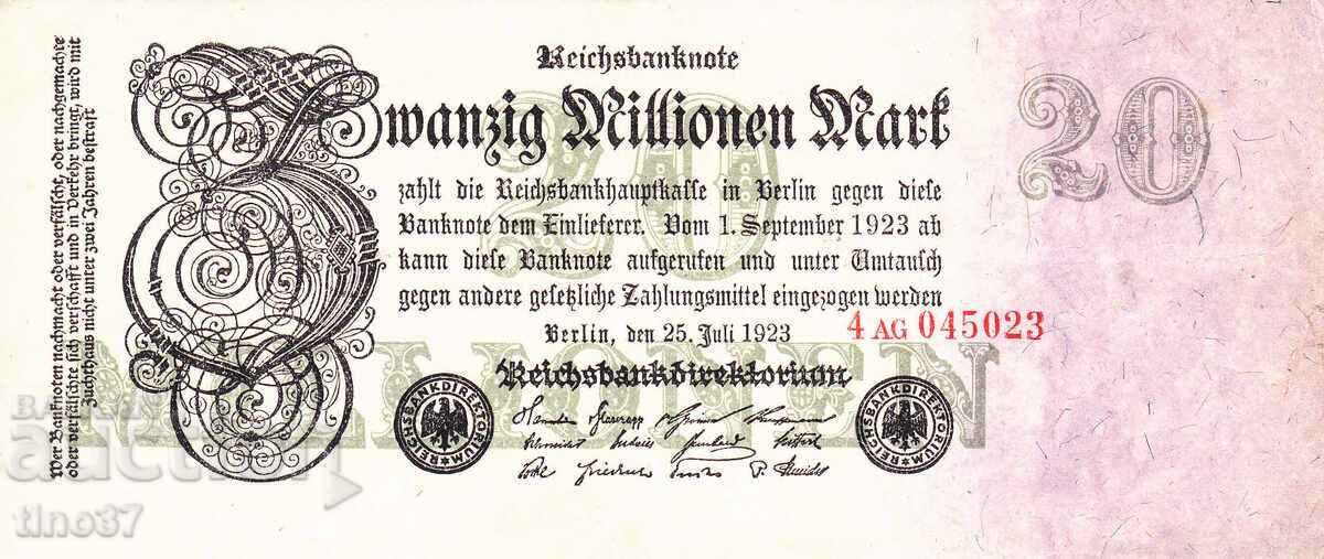 tino37 - GERMANIA - 20000000 MARCI - 1923 - VF+ cu preț 2.90 BGN | € 1.48 tino37 - GERMANIA - 20000000 MARCI - 1923 - VF+ cu preț 2.90 BGN | € 1.48