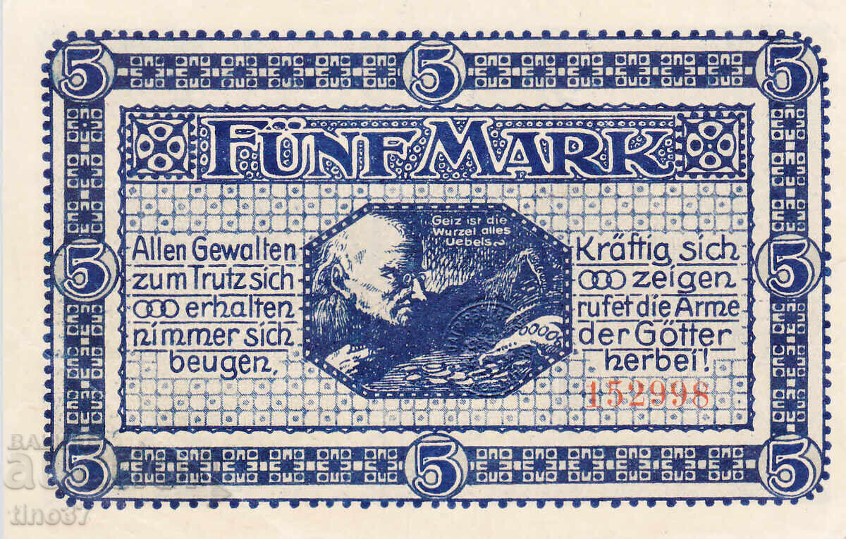 Licitație tino37 - GERMANIA - 5 MARCI - 1918 - VF+