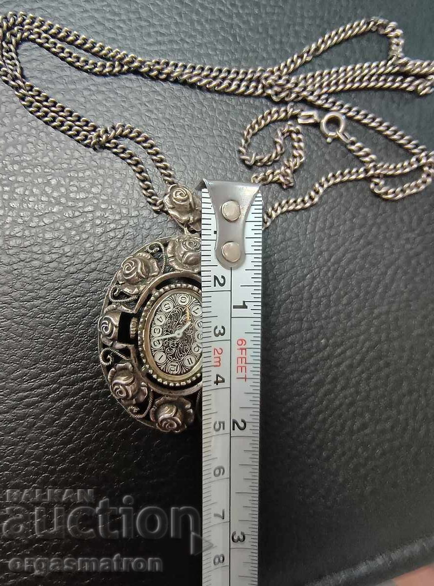 Livrarea Frumos Colier Argintiu de Damă Ceas