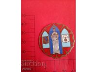 Antique badge, enamel, Gold plating, France