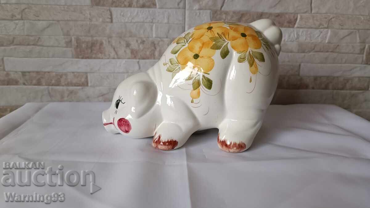 Auction Old porcelain piggy bank - Pig Auction Old porcelain piggy bank - Pig