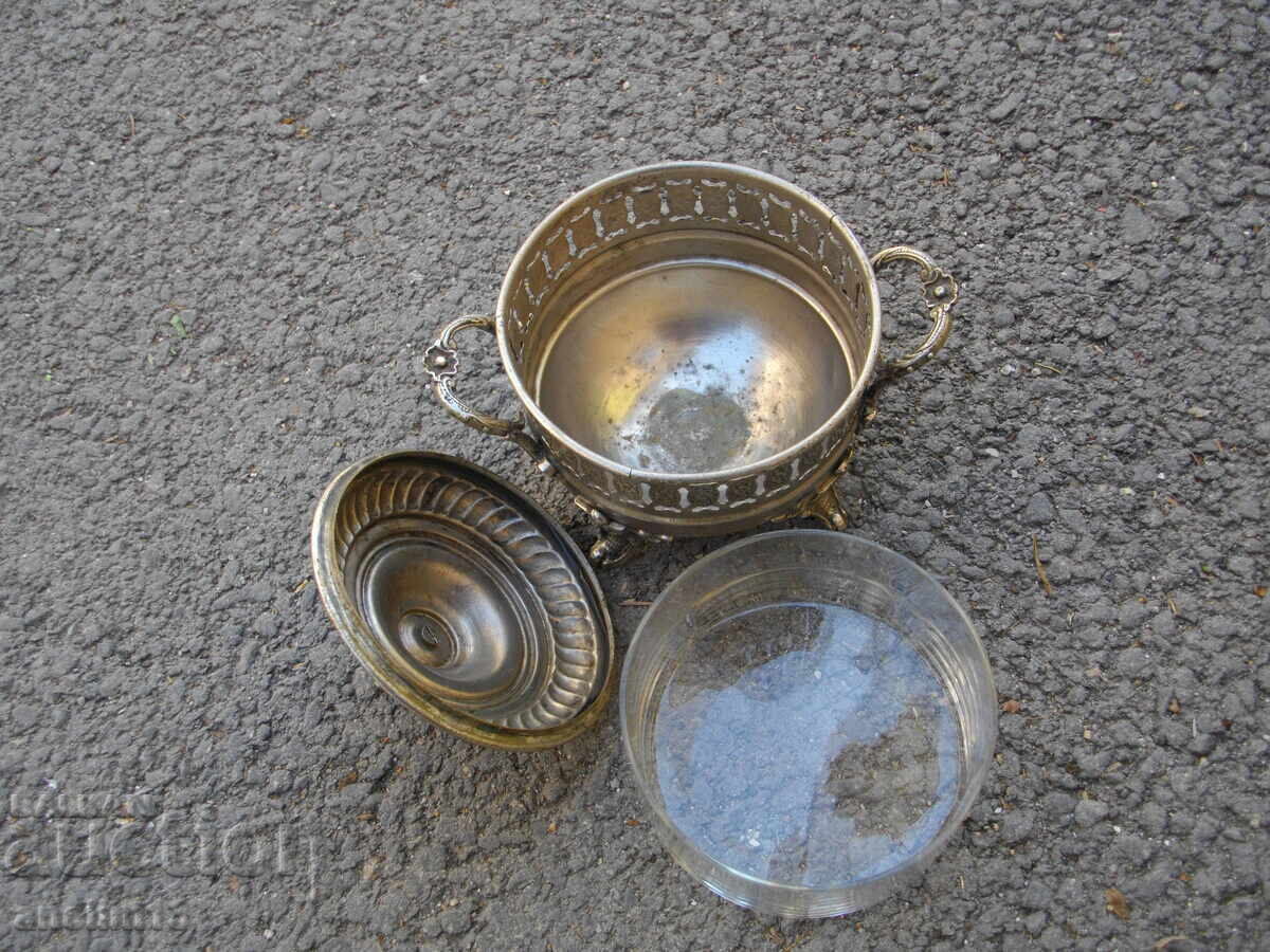 ΠΑΛΙΟ ΚΟΥΤΙ ΓΛΥΚΩΝ ΖΑΧΑΡΙΕΡΑ ΓΥΑΛΙ ΚΑΙ ΜΕΤΑΛΛΟ ART DECO ART DECO - 5