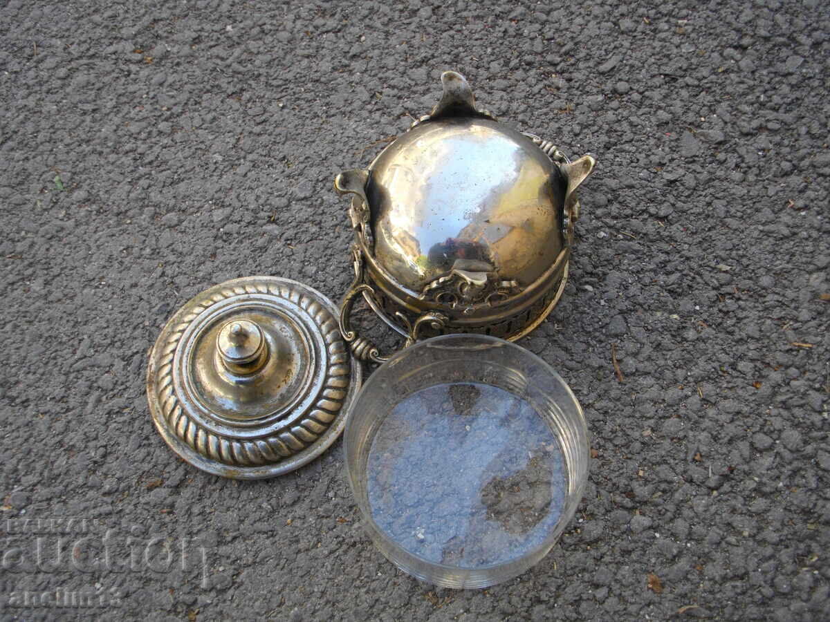 ΠΑΛΙΟ ΚΟΥΤΙ ΓΛΥΚΩΝ ΖΑΧΑΡΙΕΡΑ ΓΥΑΛΙ ΚΑΙ ΜΕΤΑΛΛΟ ART DECO ART DECO - 6