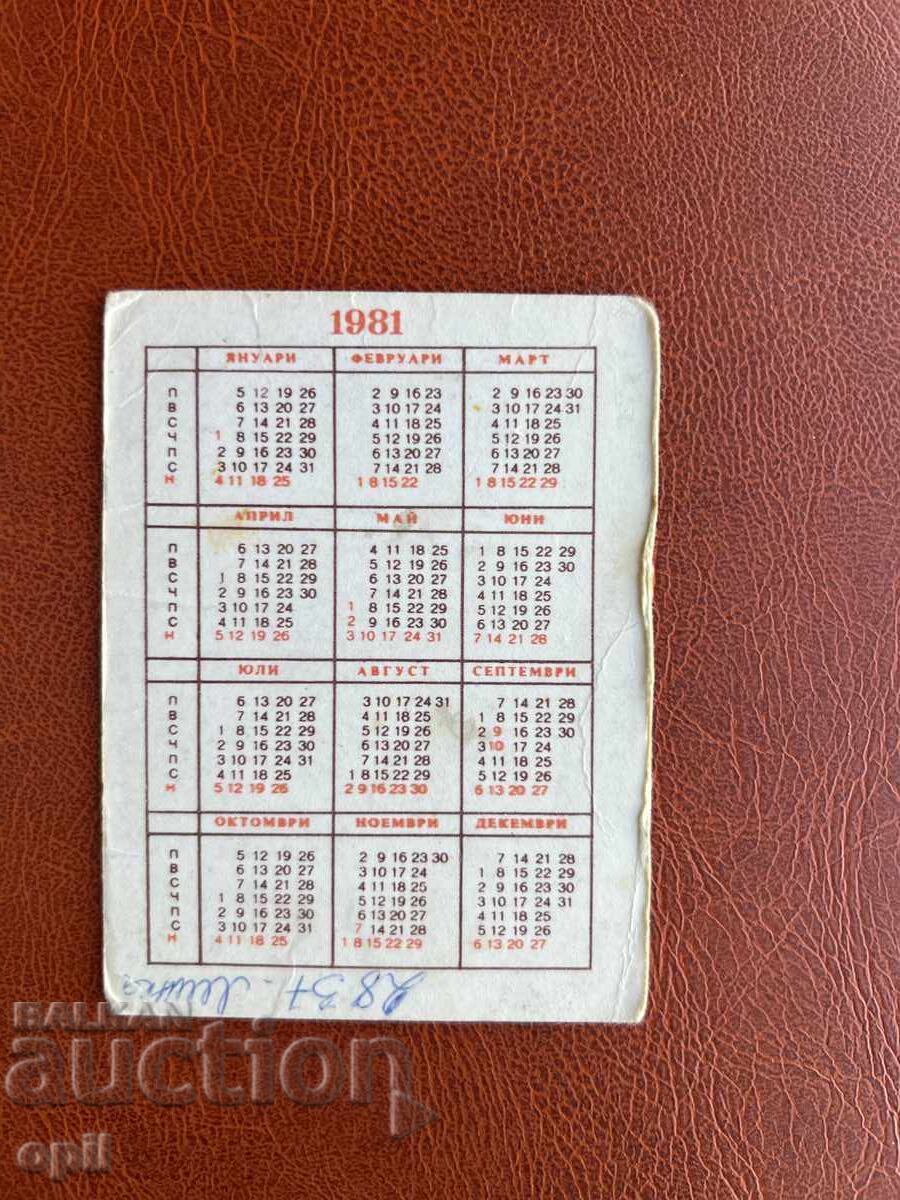 Calendar 1981 with price 0.10 BGN | € 0.05 Calendar 1981 with price 0.10 BGN | € 0.05
