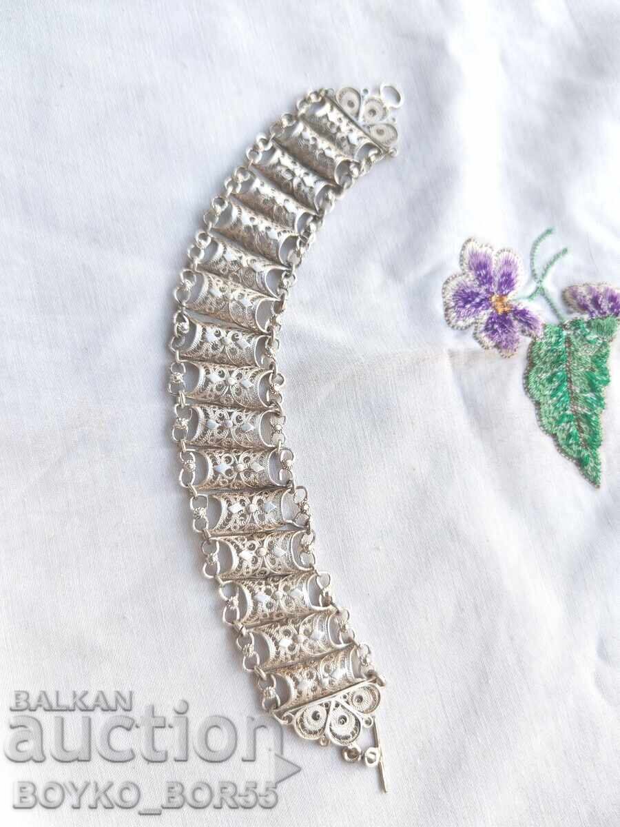 Παράδοση Αντίκα Παλαιό Ασημένιο Τσαρικό Φιλιγκράν Βραχιόλι 1930s Παράδοση Αντίκα Παλαιό Ασημένιο Τσαρικό Φιλιγκράν Βραχιόλι 1930s