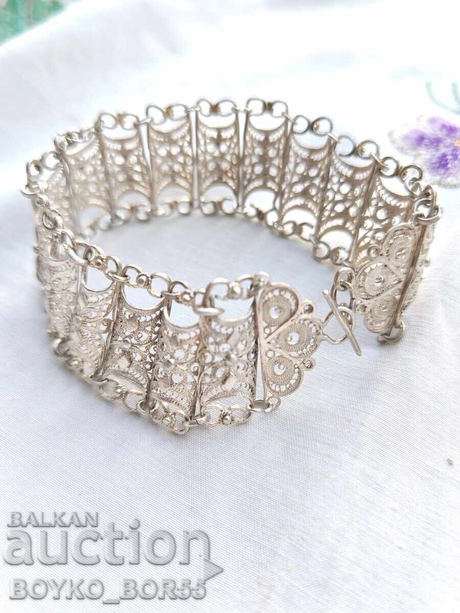 Αντίκα Παλαιό Ασημένιο Τσαρικό Φιλιγκράν Βραχιόλι 1930s Αντίκα Παλαιό Ασημένιο Τσαρικό Φιλιγκράν Βραχιόλι 1930s