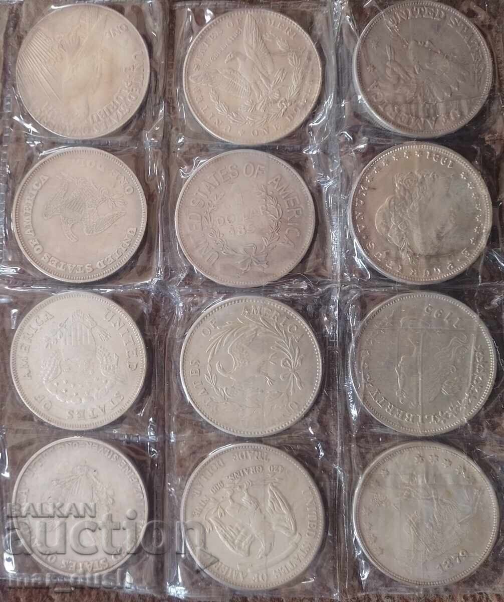 12 monede replici de dolari americani de argint cu preț 4.99 BGN | € 2.55
