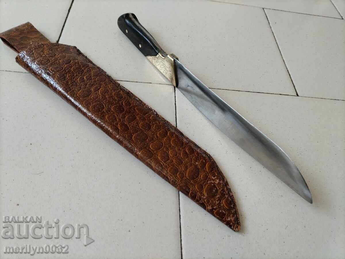 Hunting knife with sheath, buffalo horn handle - 6