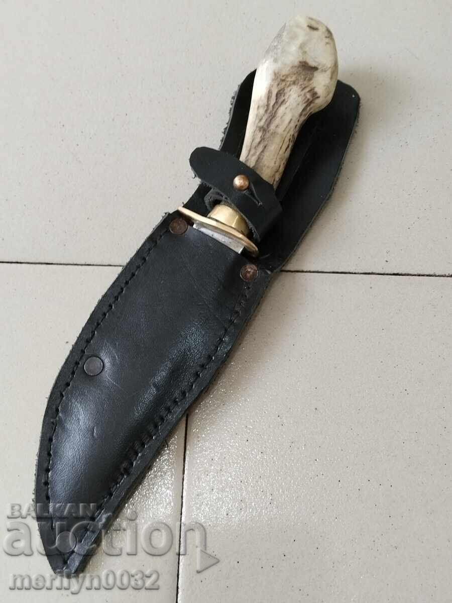 Hunting knife with a deer antler handle with price 118.00 BGN | € 60.33