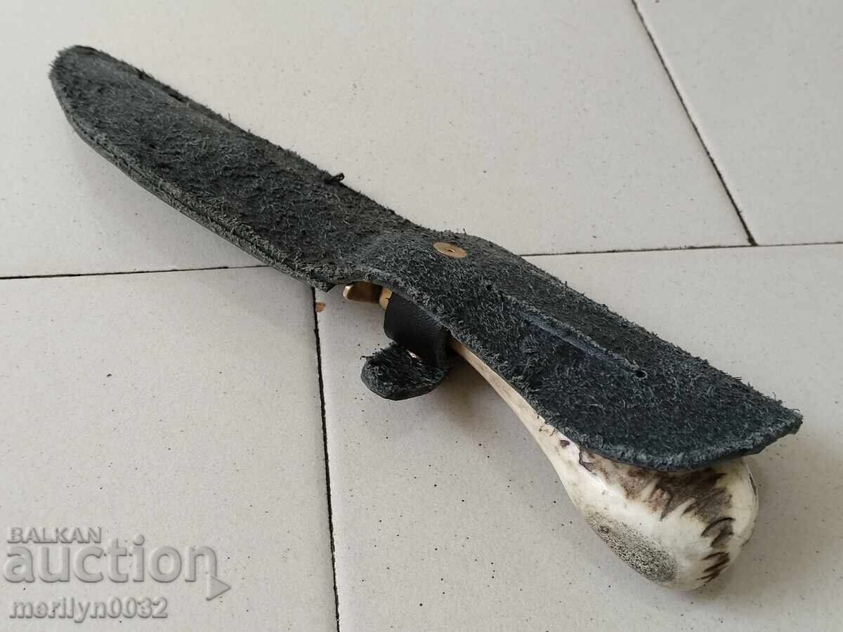 Hunting knife with a deer antler handle - 5