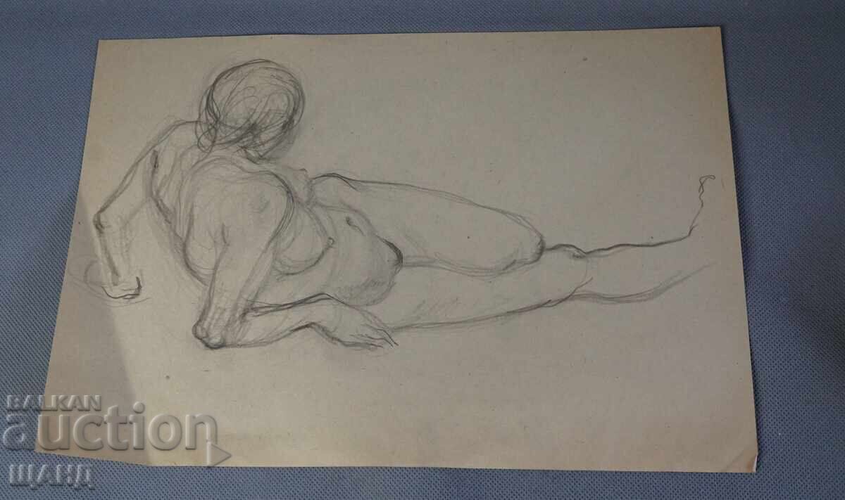 Стара Майсторска рисунка молив еротика голо тяло